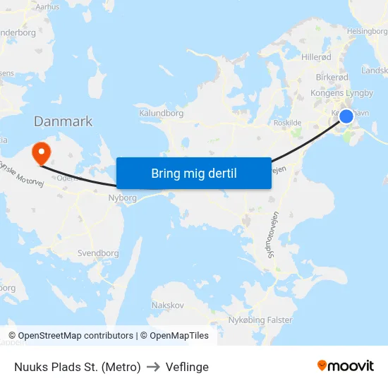 Nuuks Plads St. (Metro) to Veflinge map