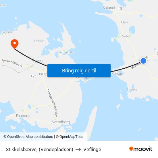 Stikkelsbærvej (Vendepladsen) to Veflinge map