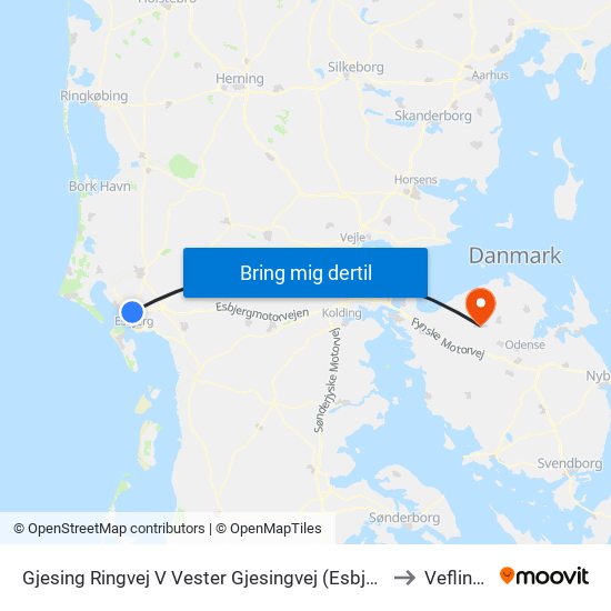 Gjesing Ringvej V Vester Gjesingvej (Esbjerg) to Veflinge map