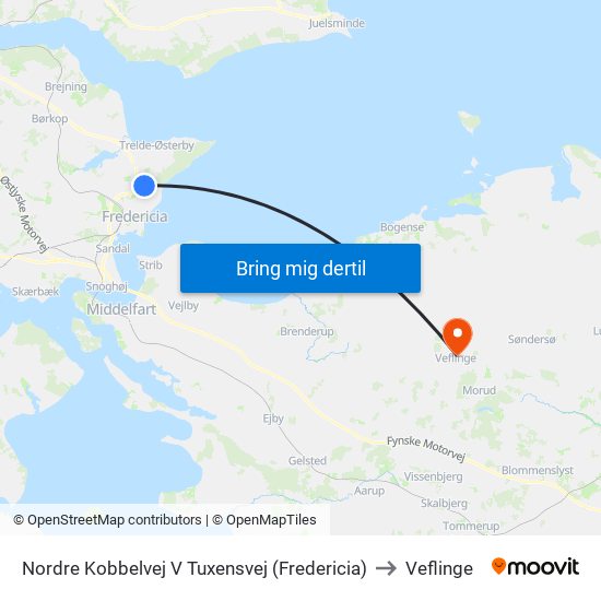 Nordre Kobbelvej V Tuxensvej (Fredericia) to Veflinge map