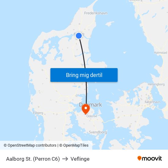 Aalborg St. (Perron C6) to Veflinge map