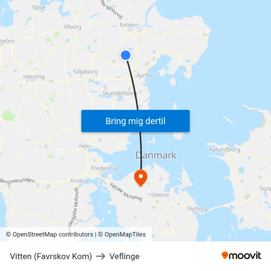 Vitten (Favrskov Kom) to Veflinge map