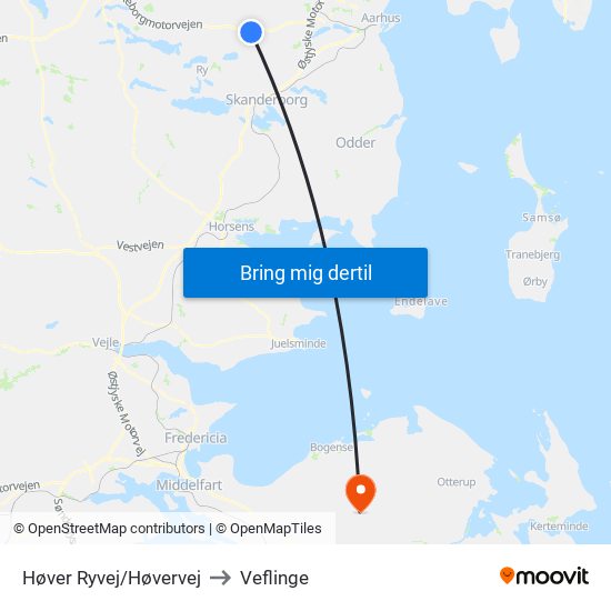 Høver Ryvej/Høvervej to Veflinge map