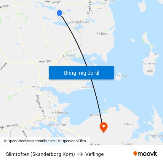 Siimtoften (Skanderborg Kom) to Veflinge map