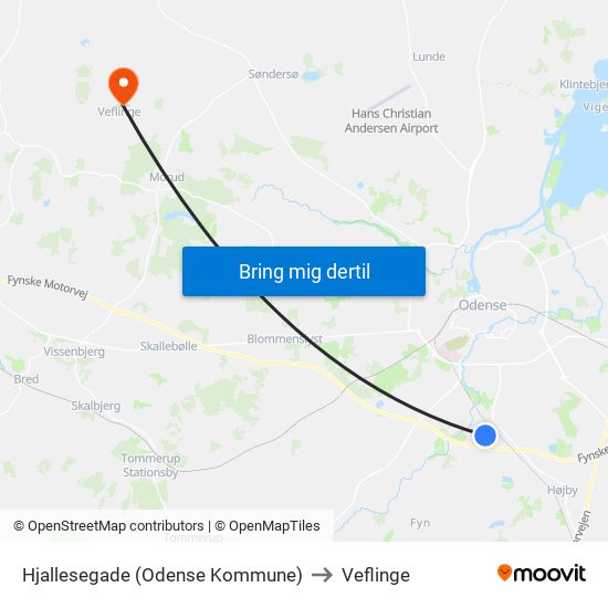 Hjallesegade (Odense Kommune) to Veflinge map