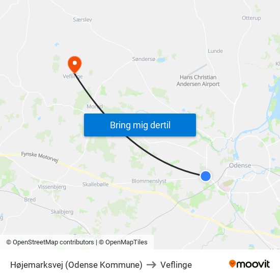 Højemarksvej (Odense Kommune) to Veflinge map