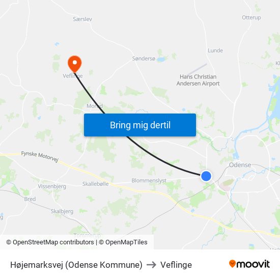 Højemarksvej (Odense Kommune) to Veflinge map