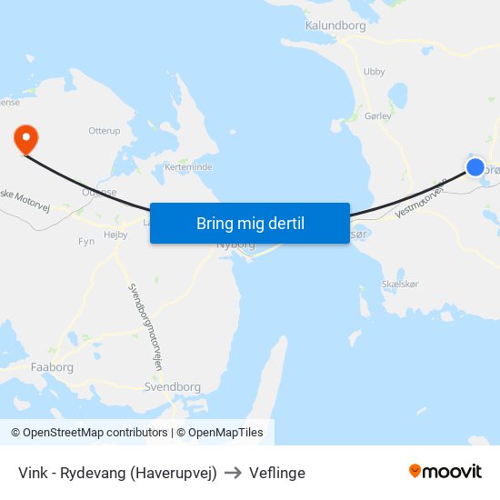 Vink - Rydevang (Haverupvej) to Veflinge map