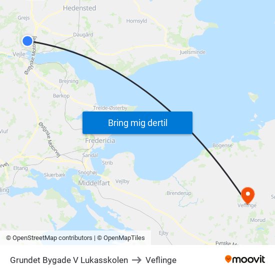 Grundet Bygade V Lukasskolen to Veflinge map