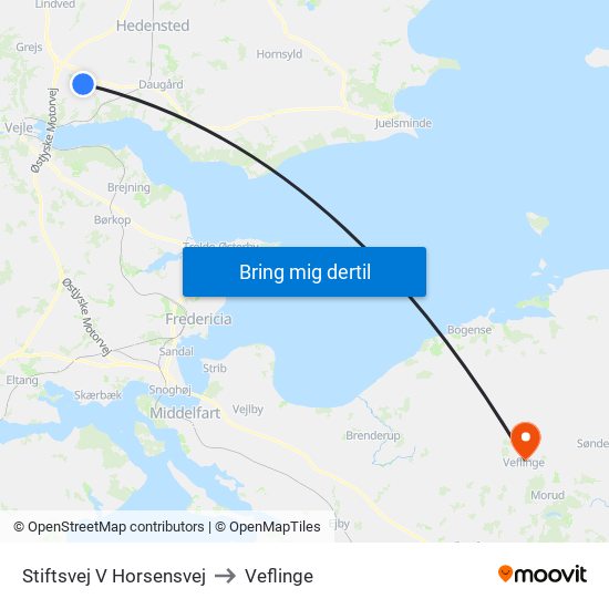 Stiftsvej V Horsensvej to Veflinge map