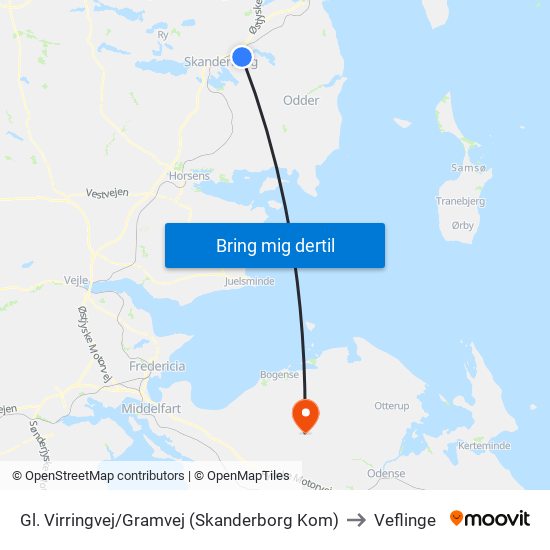 Gl. Virringvej/Gramvej (Skanderborg Kom) to Veflinge map