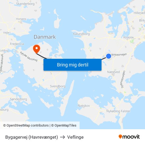 Bygagervej (Havrevænget) to Veflinge map