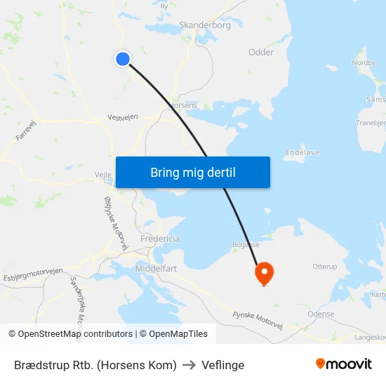 Brædstrup Rtb. (Horsens Kom) to Veflinge map
