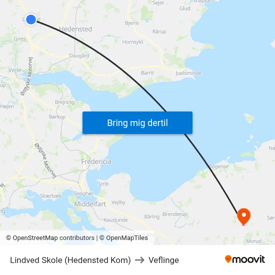 Lindved Skole (Hedensted Kom) to Veflinge map