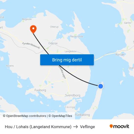 Hou / Lohals (Langeland Kommune) to Veflinge map