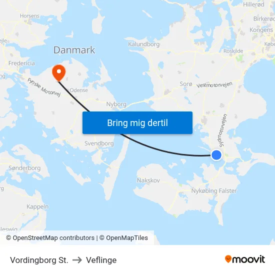 Vordingborg St. to Veflinge map