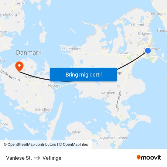 Vanløse St. to Veflinge map