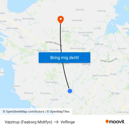 Vøjstrup (Faaborg Midtfyn) to Veflinge map