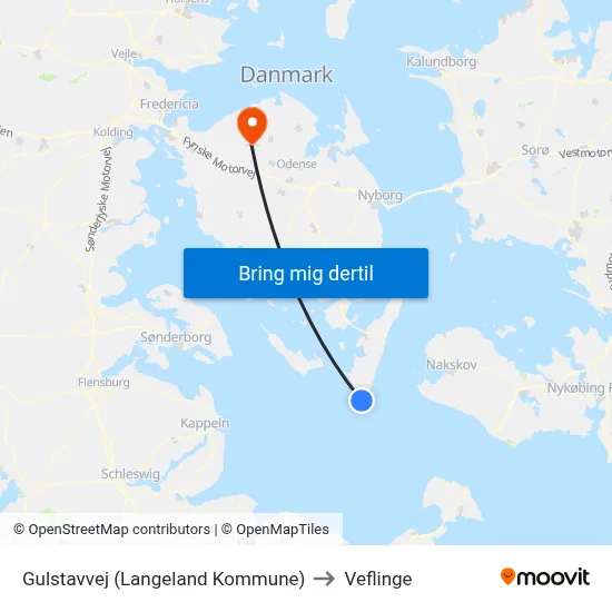 Gulstavvej (Langeland Kommune) to Veflinge map