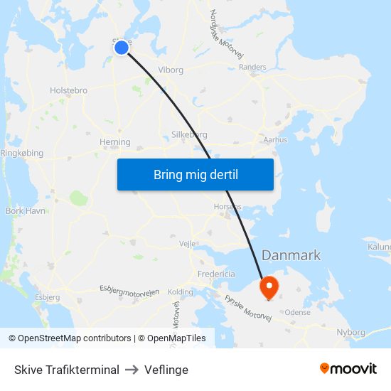 Skive Trafikterminal to Veflinge map