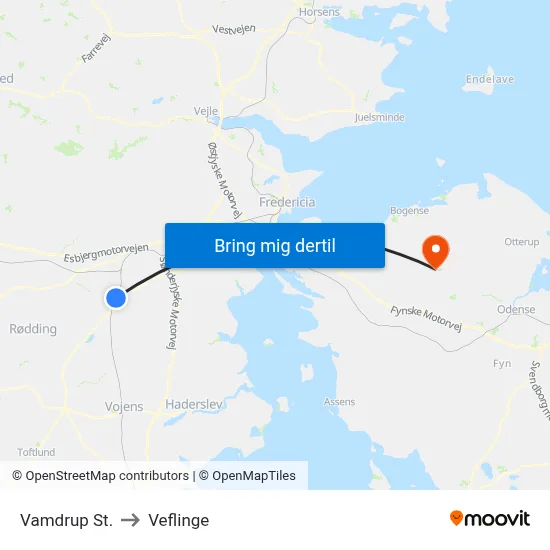 Vamdrup St. to Veflinge map