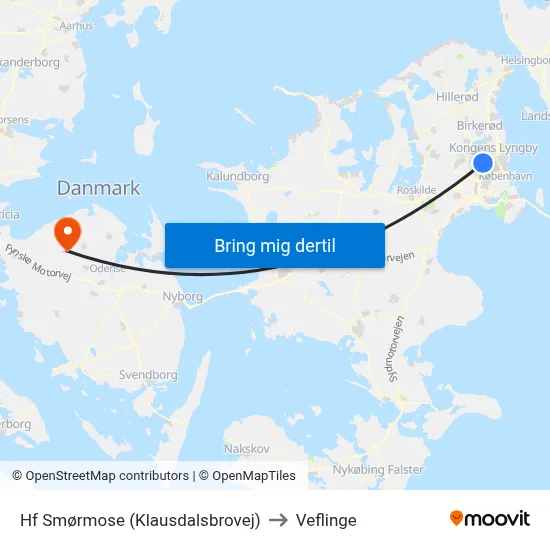 Hf Smørmose (Klausdalsbrovej) to Veflinge map