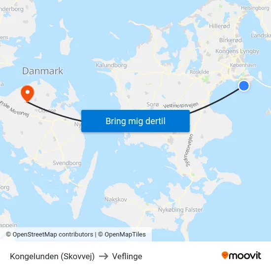 Kongelunden (Skovvej) to Veflinge map