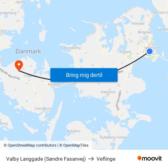 Valby Langgade (Søndre Fasanvej) to Veflinge map