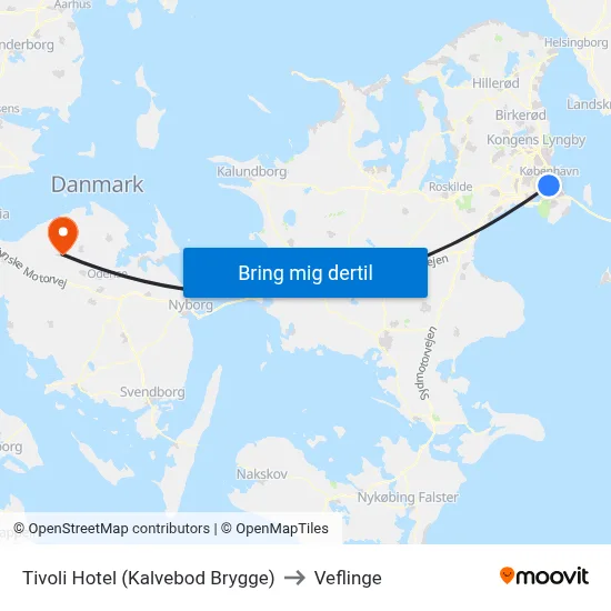 Tivoli Hotel (Kalvebod Brygge) to Veflinge map