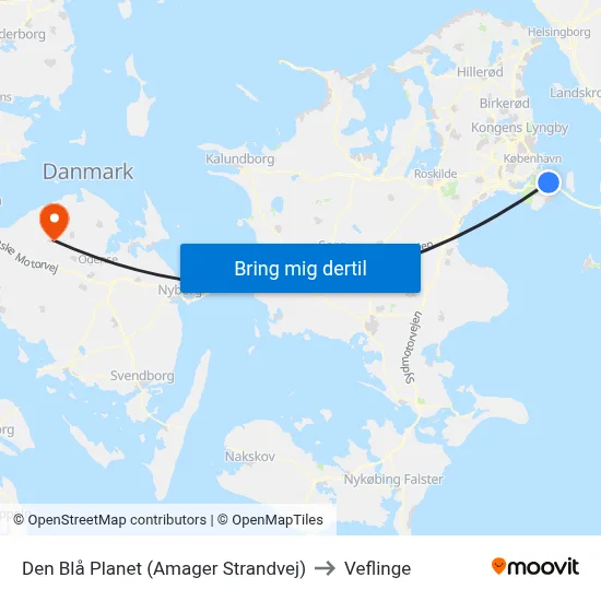 Den Blå Planet (Amager Strandvej) to Veflinge map