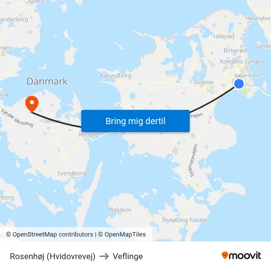 Rosenhøj (Hvidovrevej) to Veflinge map