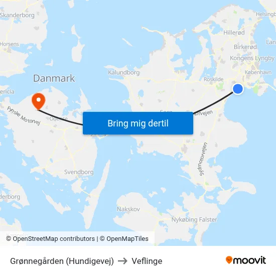Grønnegården (Hundigevej) to Veflinge map
