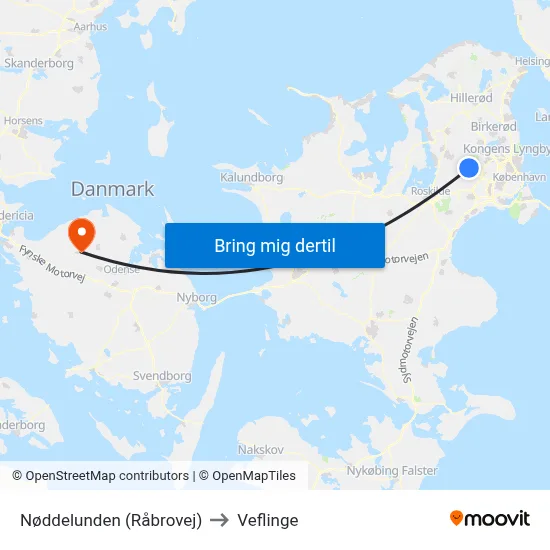 Nøddelunden (Råbrovej) to Veflinge map