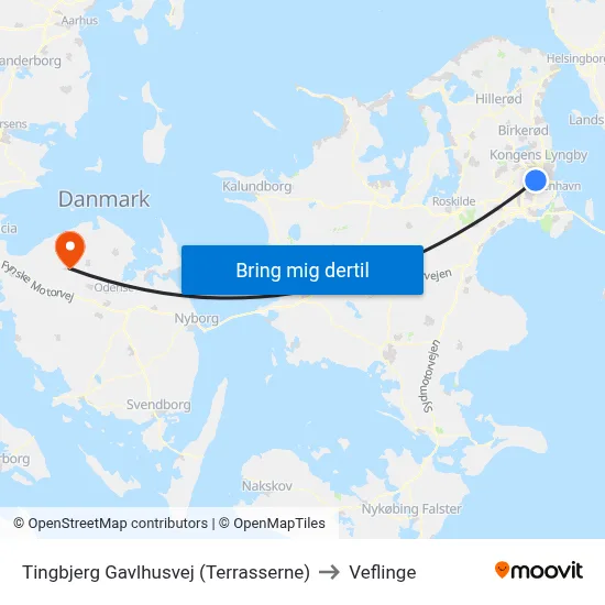 Tingbjerg Gavlhusvej (Terrasserne) to Veflinge map