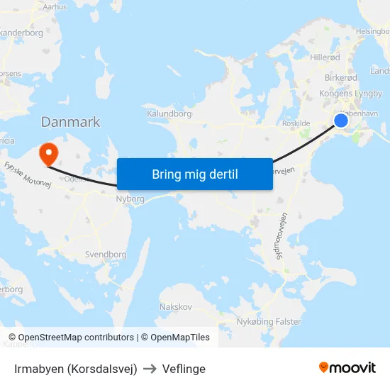 Irmabyen (Korsdalsvej) to Veflinge map