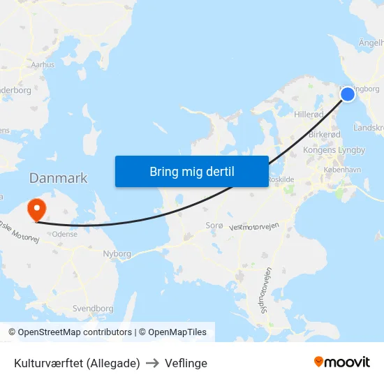 Kulturværftet (Allegade) to Veflinge map