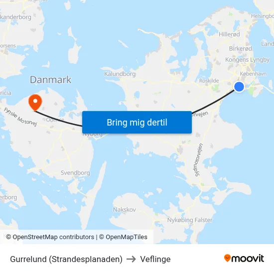 Gurrelund (Strandesplanaden) to Veflinge map