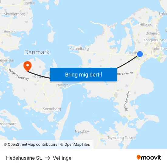 Hedehusene St. to Veflinge map