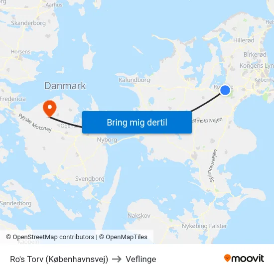 Ro's Torv (Københavnsvej) to Veflinge map