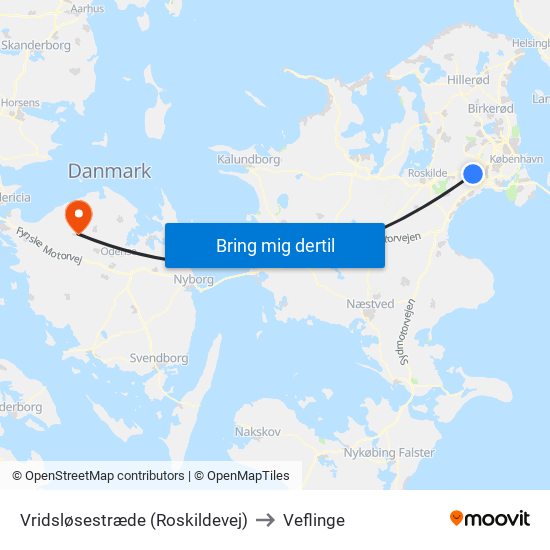 Vridsløsestræde (Roskildevej) to Veflinge map