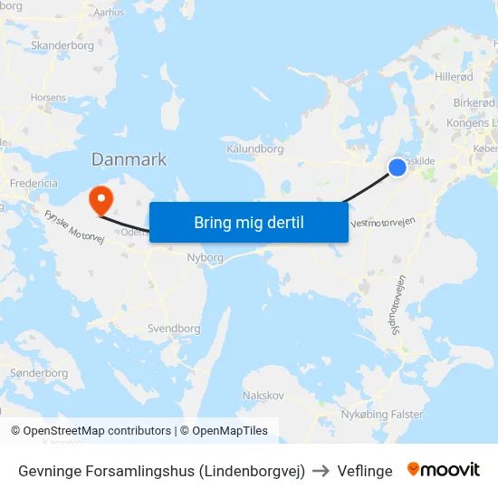 Gevninge Forsamlingshus (Lindenborgvej) to Veflinge map