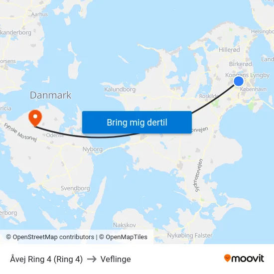 Åvej Ring 4 (Ring 4) to Veflinge map