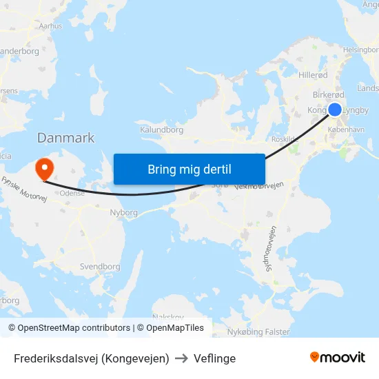 Frederiksdalsvej (Kongevejen) to Veflinge map