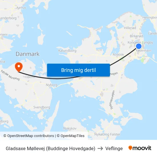 Gladsaxe Møllevej (Buddinge Hovedgade) to Veflinge map