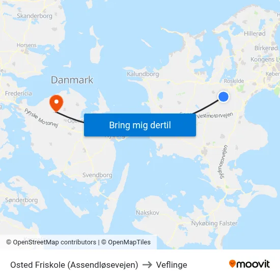 Osted Friskole (Assendløsevejen) to Veflinge map