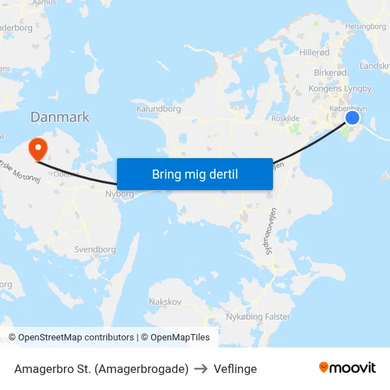 Amagerbro St. (Amagerbrogade) to Veflinge map