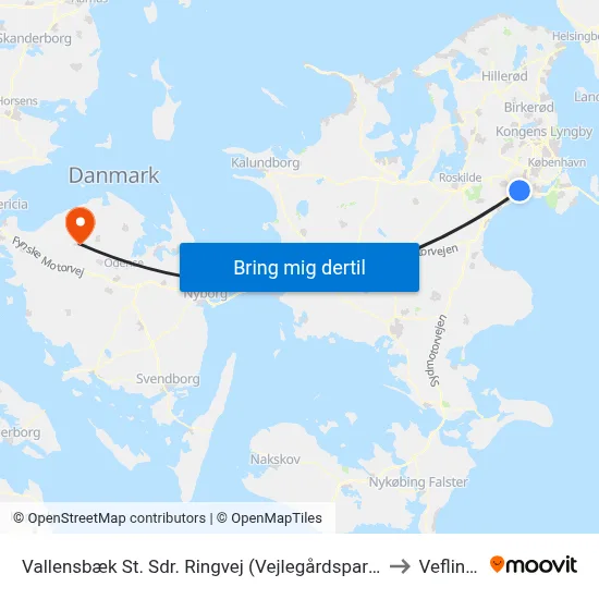 Vallensbæk St. Sdr. Ringvej (Vejlegårdsparken) to Veflinge map