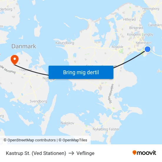 Kastrup St. (Ved Stationen) to Veflinge map