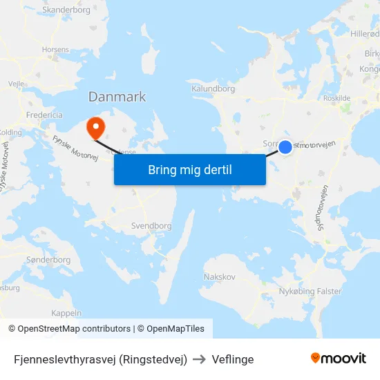 Fjenneslevthyrasvej (Ringstedvej) to Veflinge map