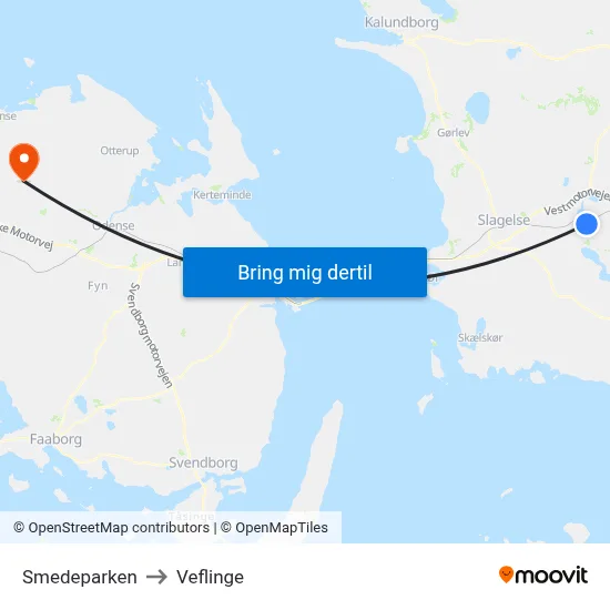 Smedeparken to Veflinge map